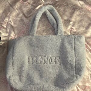 PINK Victoria's Secret Blue Sherpa Tote Bag